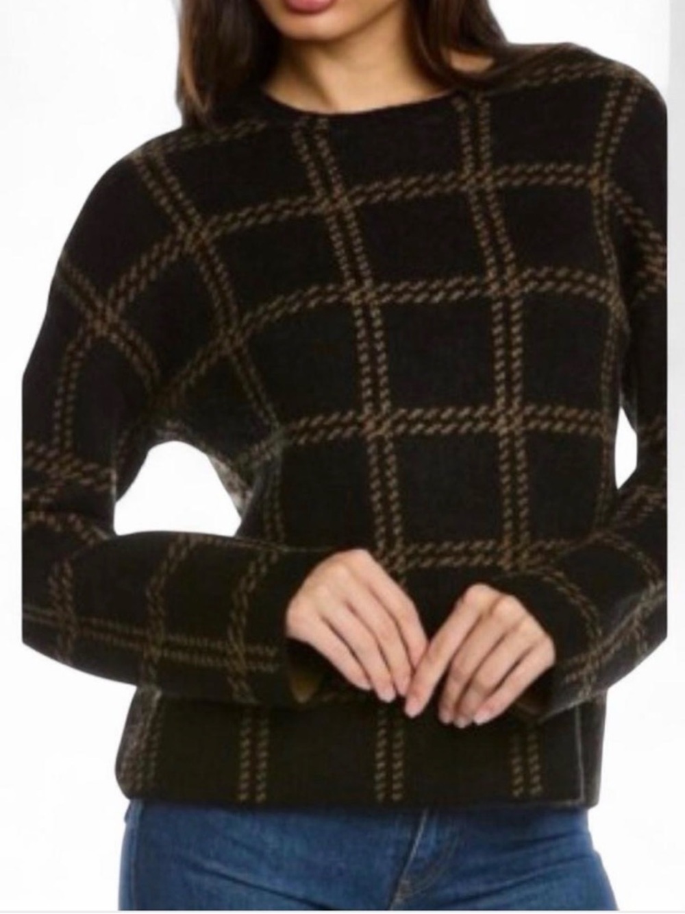 Vince Black plaid long sleeve sweater - SIZE L